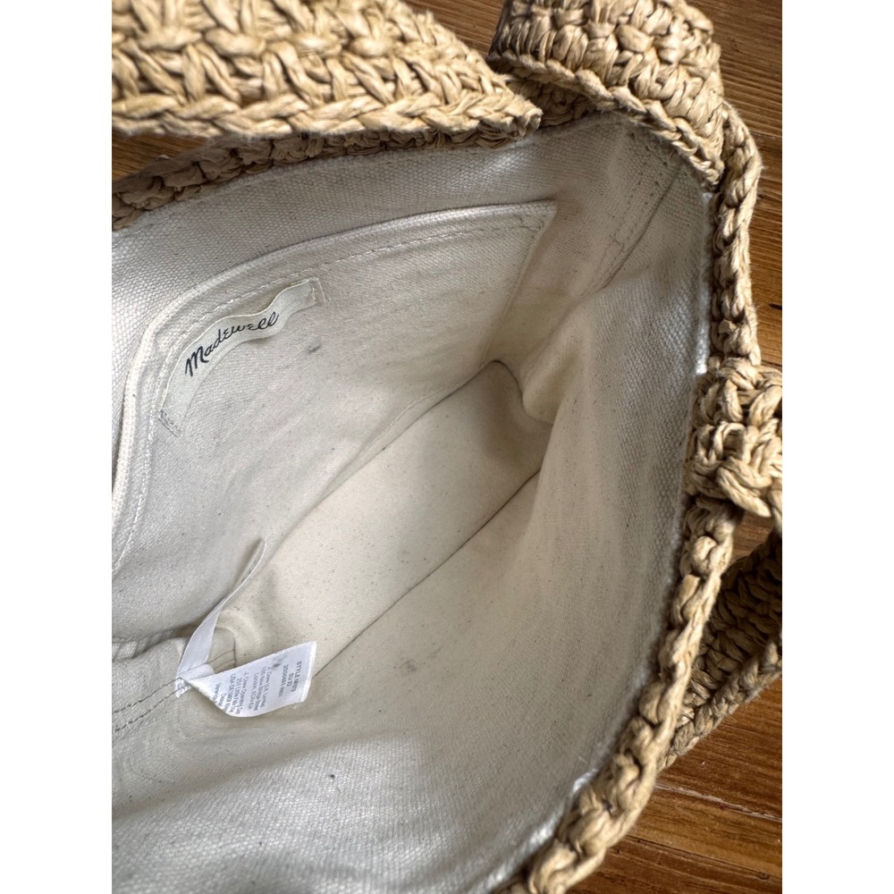 Madewell Small Transport Crossbody Straw Edition Crochet Tan Canvas Lined bag - Picture 5 of 12